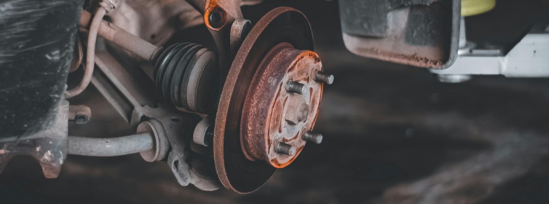 A stock photo of a car's brake assembly.
