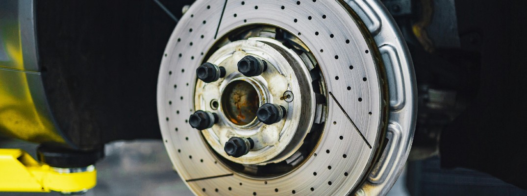 A stock photo of a brake assembly on a car.